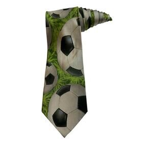 Eagle Neckwear Soccer Balls Grass Sports Novelty Necktie 100% Silk
